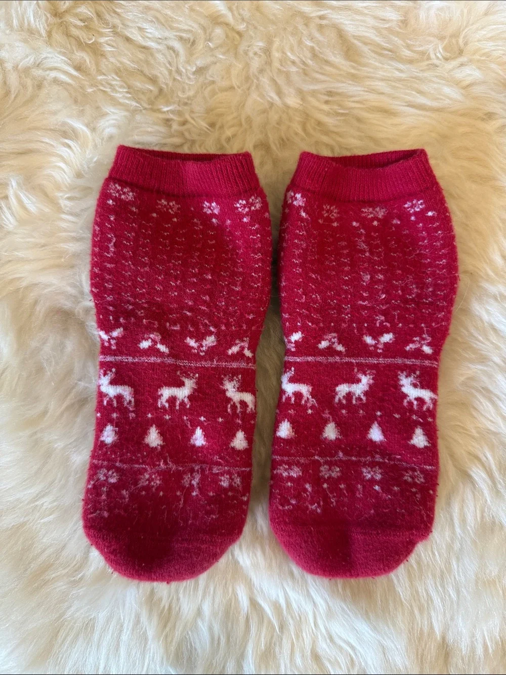 Red Holiday Reindeer Ankle Socks - Comfortable Everyday Wear